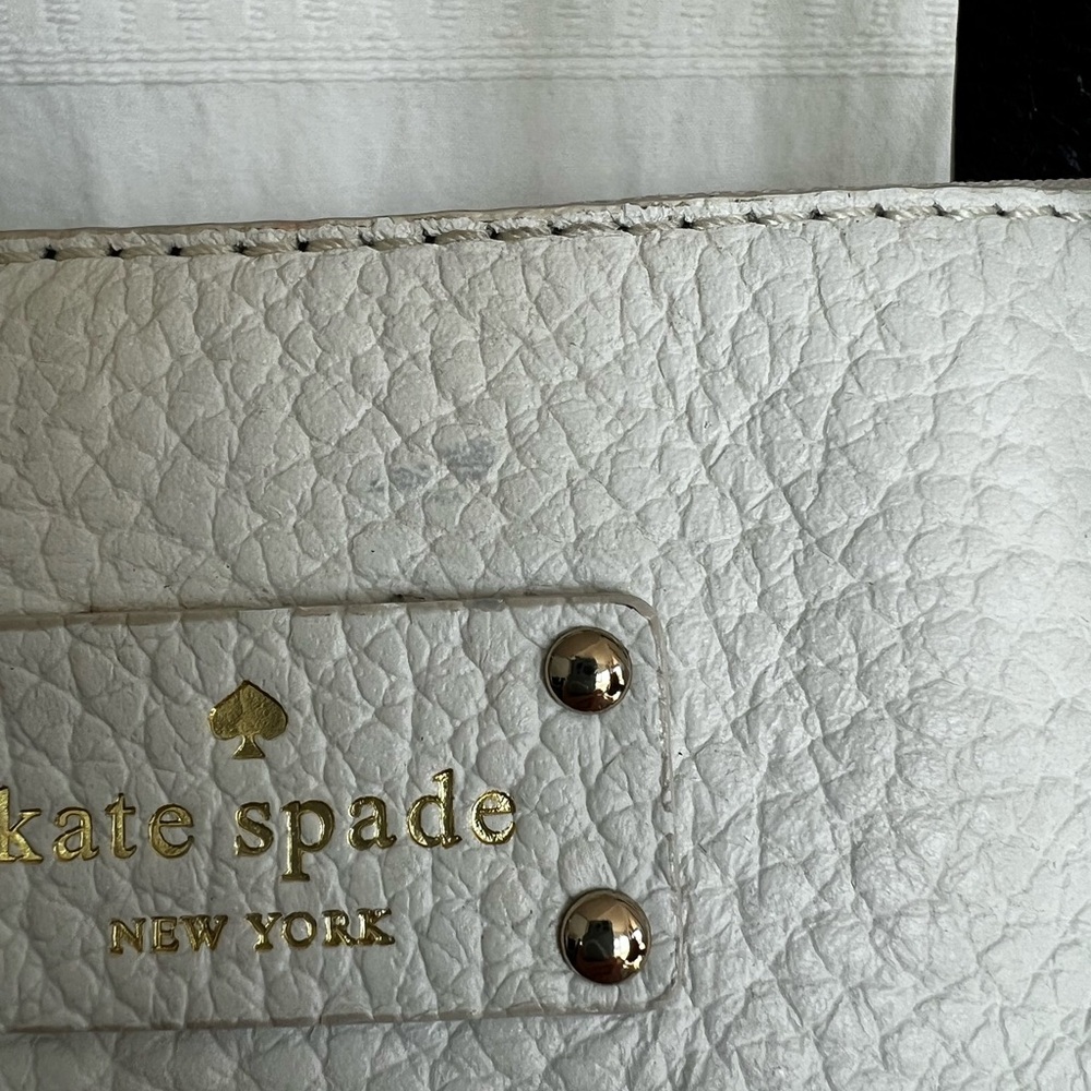 👜 💙 Kate Spade Cameron Navy & Almond Satchel | Two-Tone Pebbled Leather - Picture 14 of 16